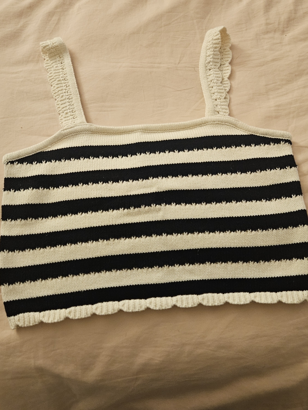 Altar'd State Black and Cream Striped Knit Cami